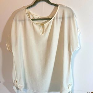 Calvin Klein women’s white Blouse with gold buckles